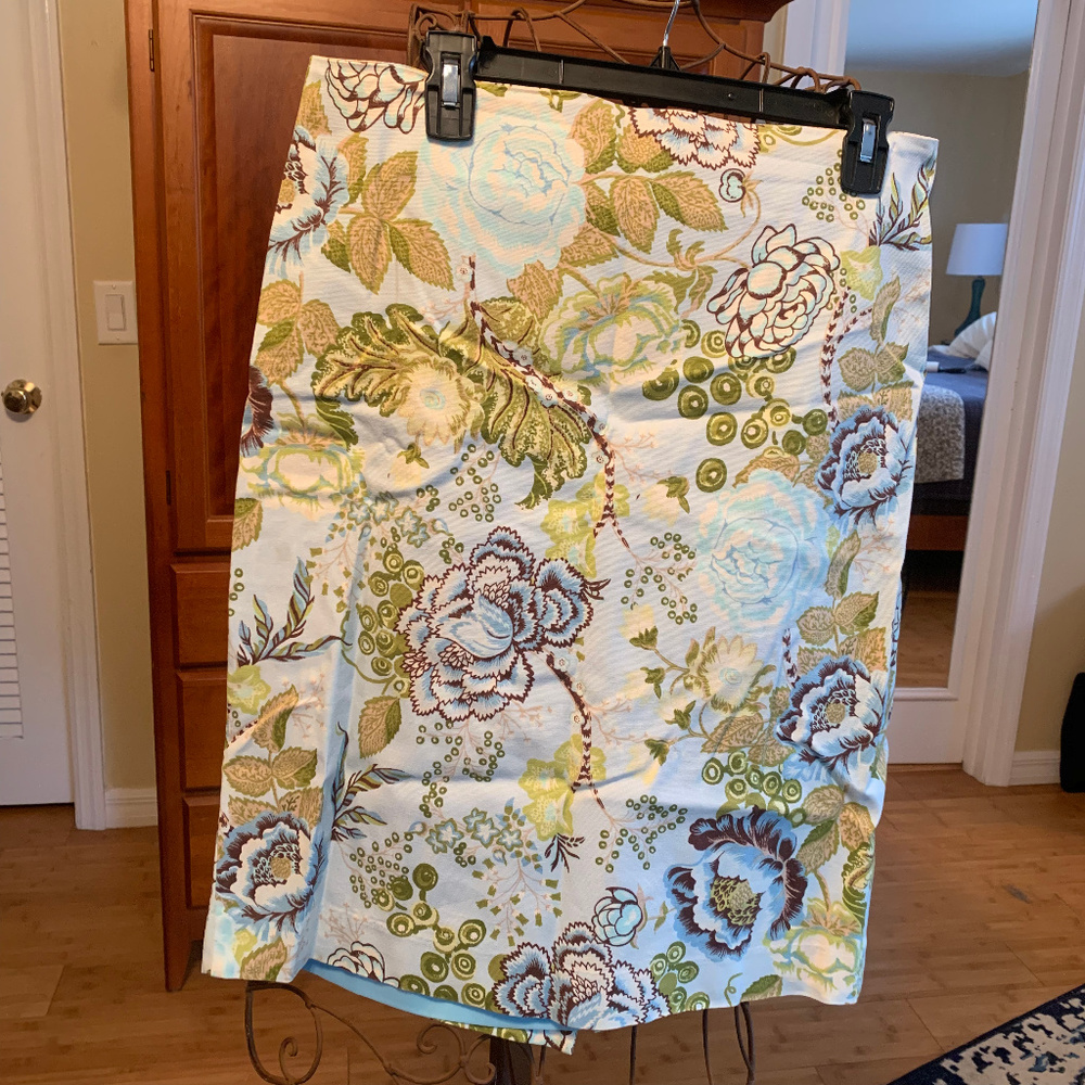 Light Blue Floral Talbots Skirt, size 10